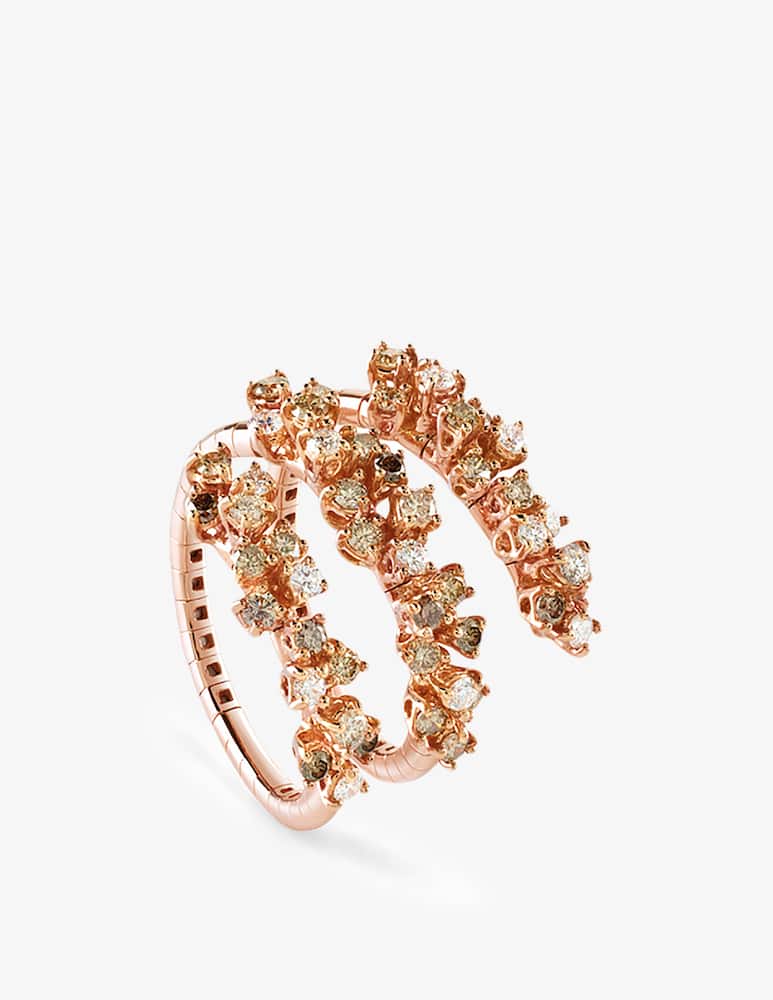 Damiani Anello Mimosa con diamanti bianchi e marrone - immagine 1