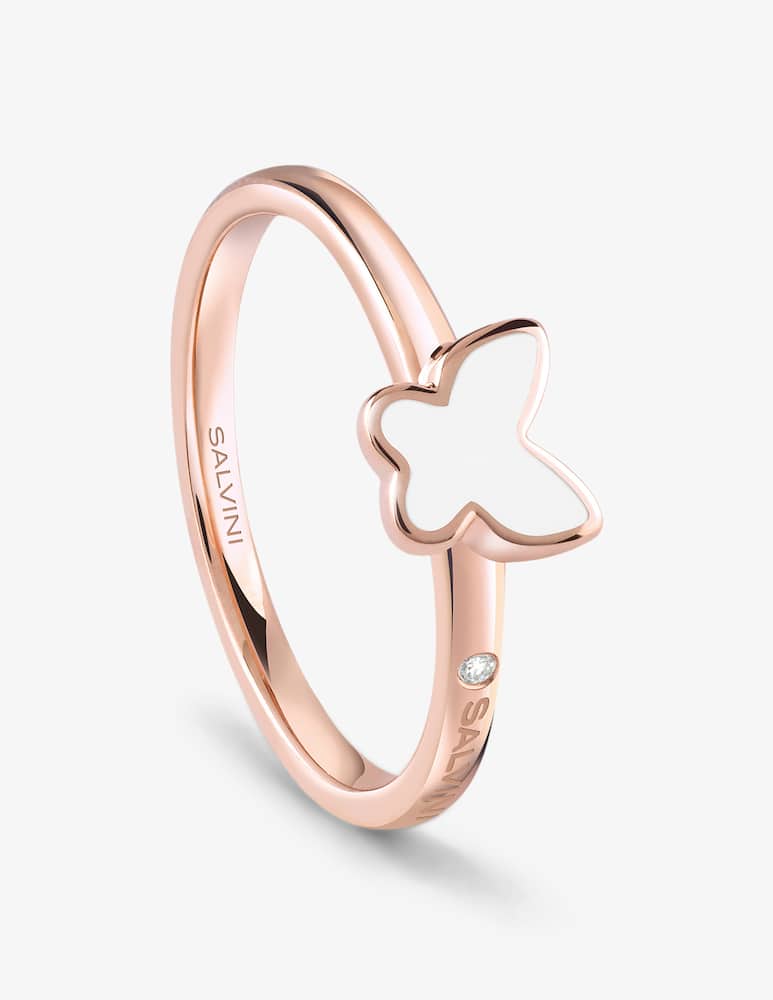 rinascente Salvini Pink gold ring with white hybrid ceramic