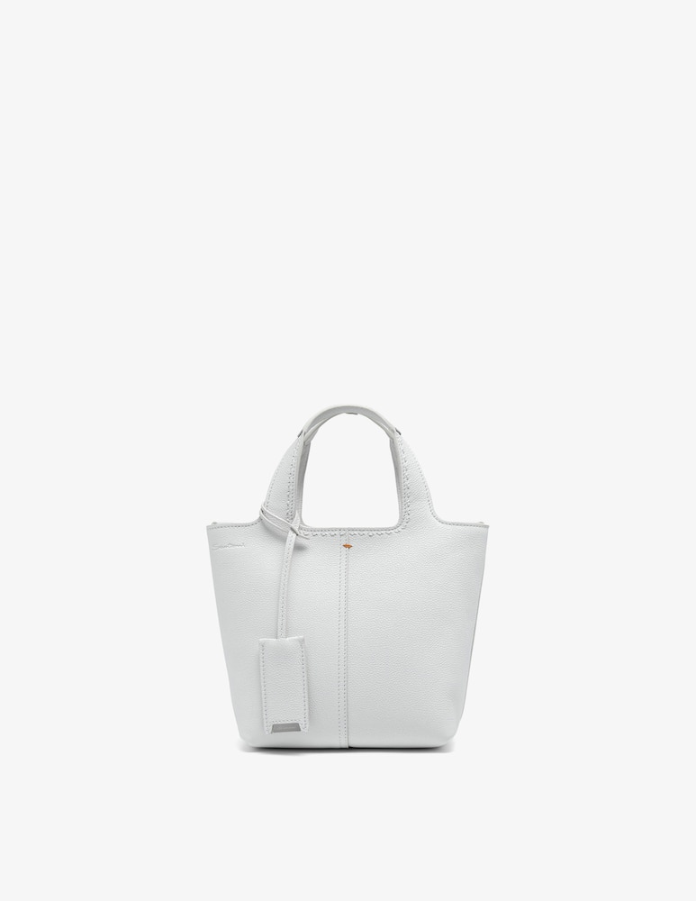 Santoni Borsa in pelle martellata bianca - immagine 1