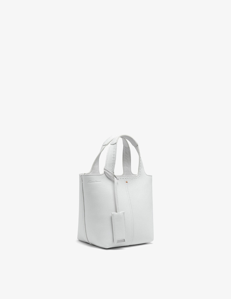 Santoni Borsa in pelle martellata bianca - immagine 4