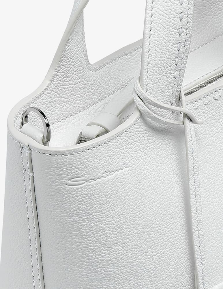 Santoni Borsa in pelle martellata bianca - immagine 5