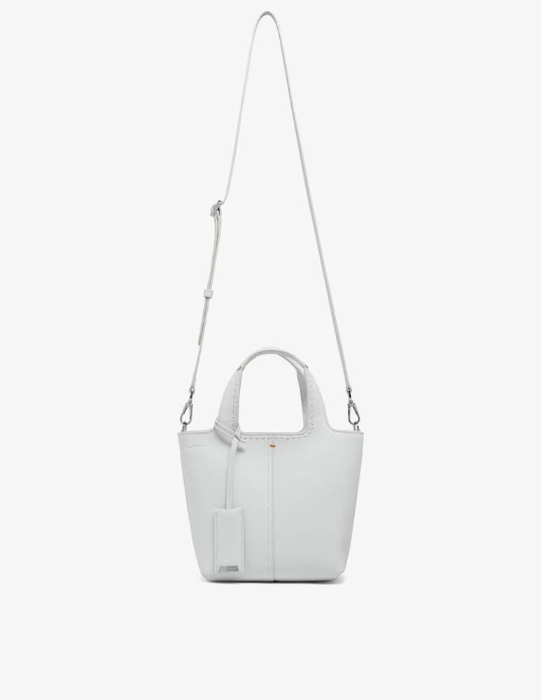 Santoni Borsa in pelle martellata bianca - immagine 6