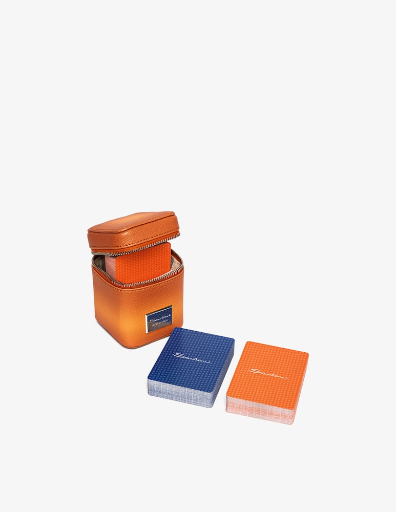 rinascente Santoni Astuccio carte da gioco in pelle saffiano