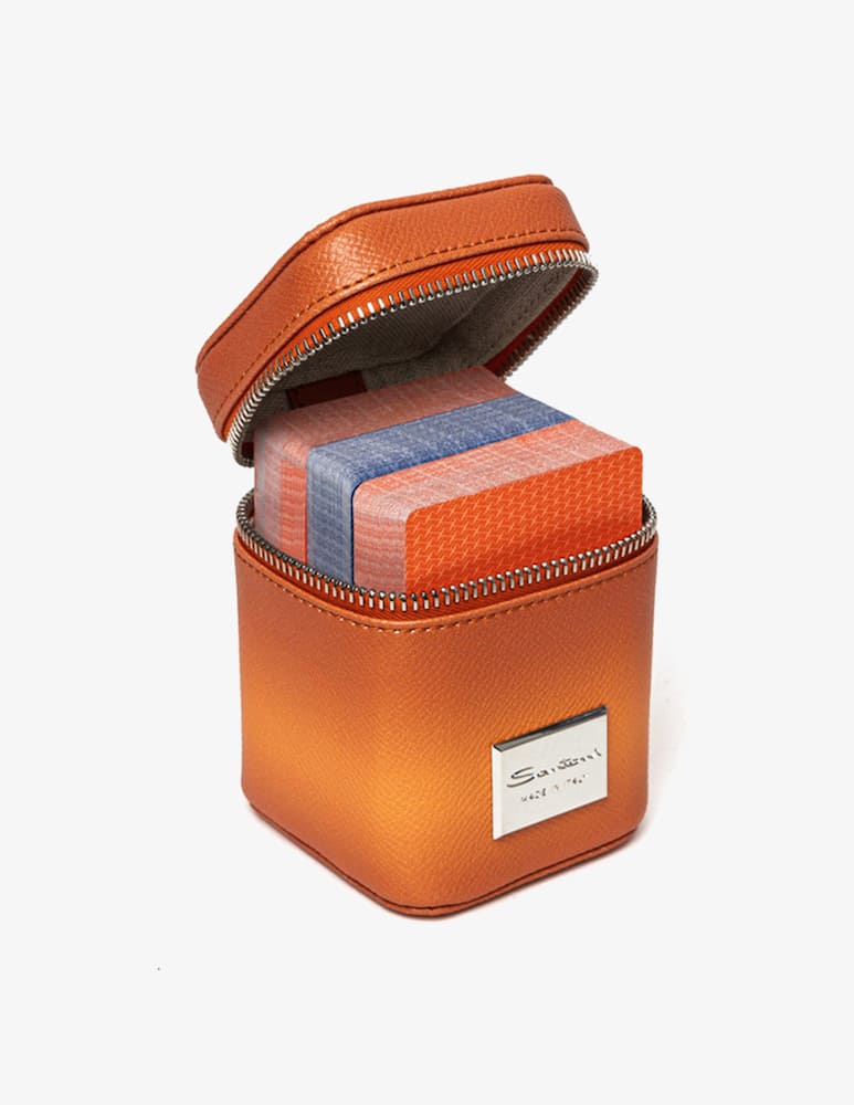 rinascente Santoni Astuccio carte da gioco in pelle saffiano