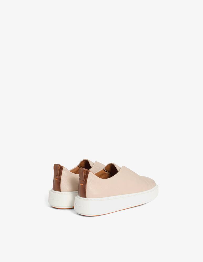 rinascente Santoni Pink tumbled leather slip-on sneaker