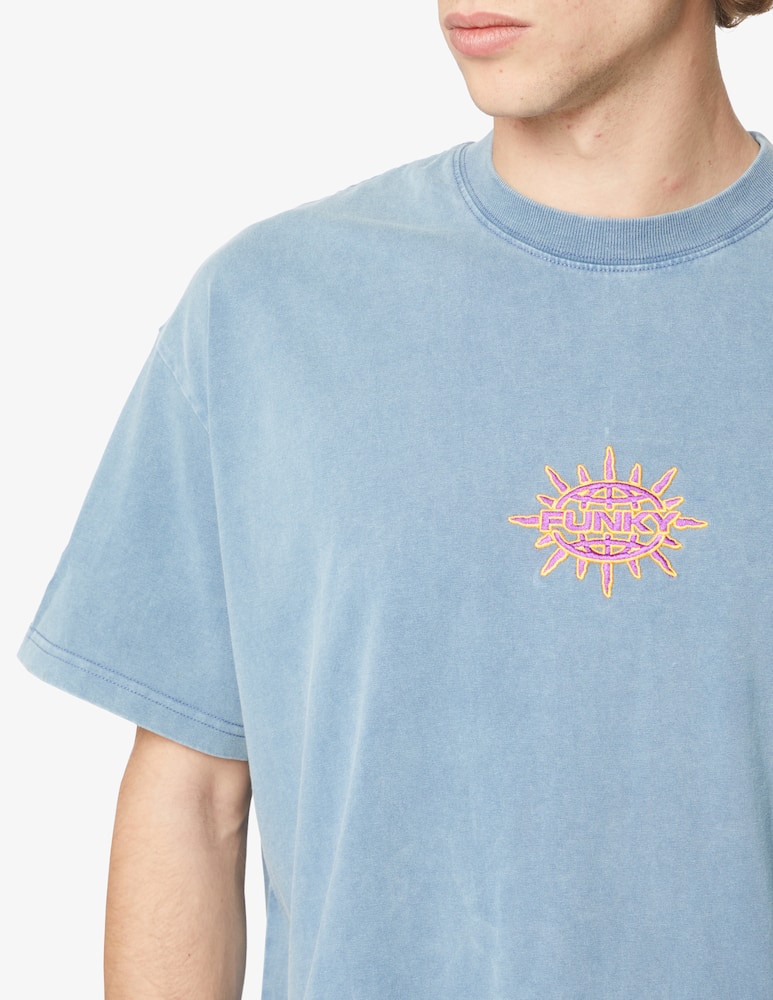 rinascente Funky Maglietta con logo ricamato - Azzurro