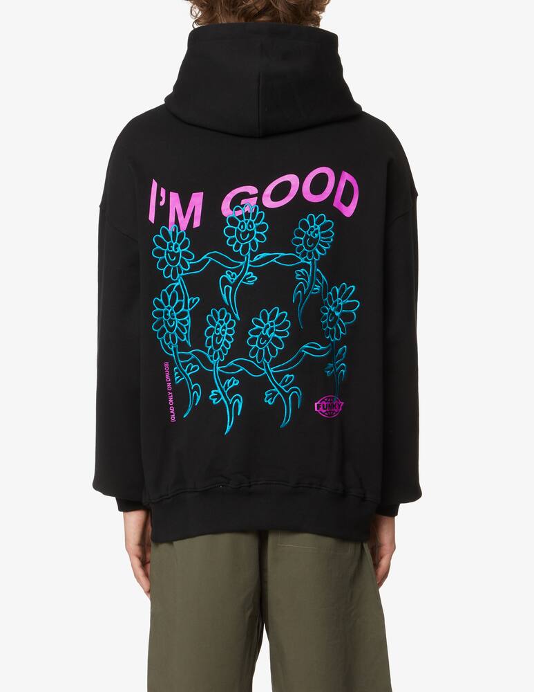 rinascente Funky Felpa con cappuccio fiore sul retro - Nero