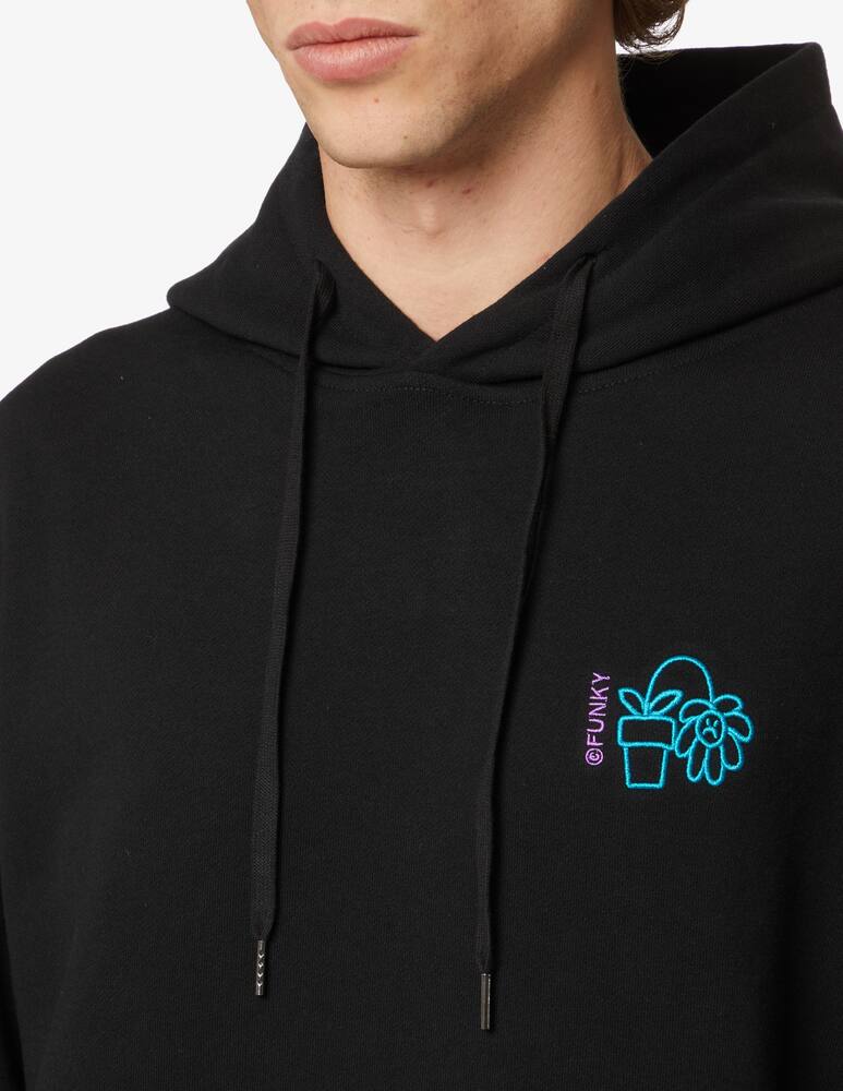 rinascente Funky Felpa con cappuccio fiore sul retro - Nero