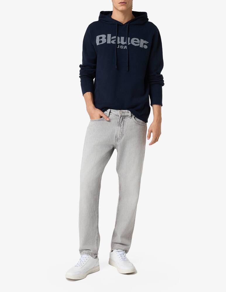 rinascente Blauer Felpa con cappuccio big logo