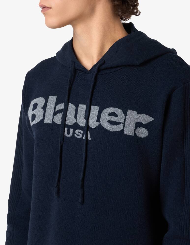 rinascente Blauer Felpa con cappuccio big logo