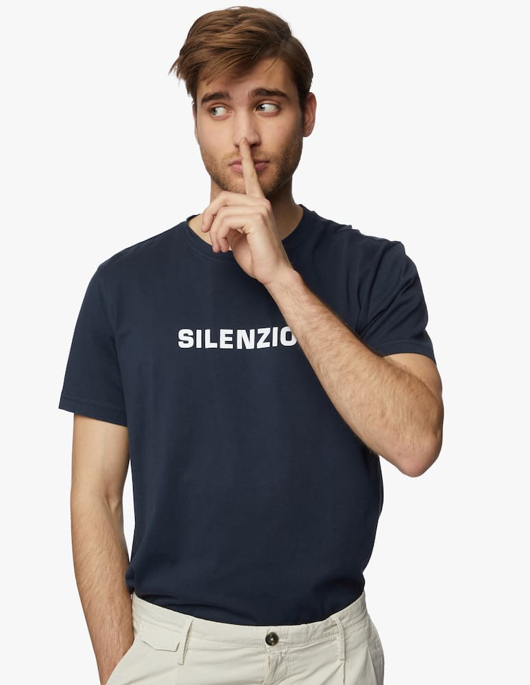 rinascente Aspesi T-shirt girocollo con stampa "SILENZIO" vestibilità asciutta