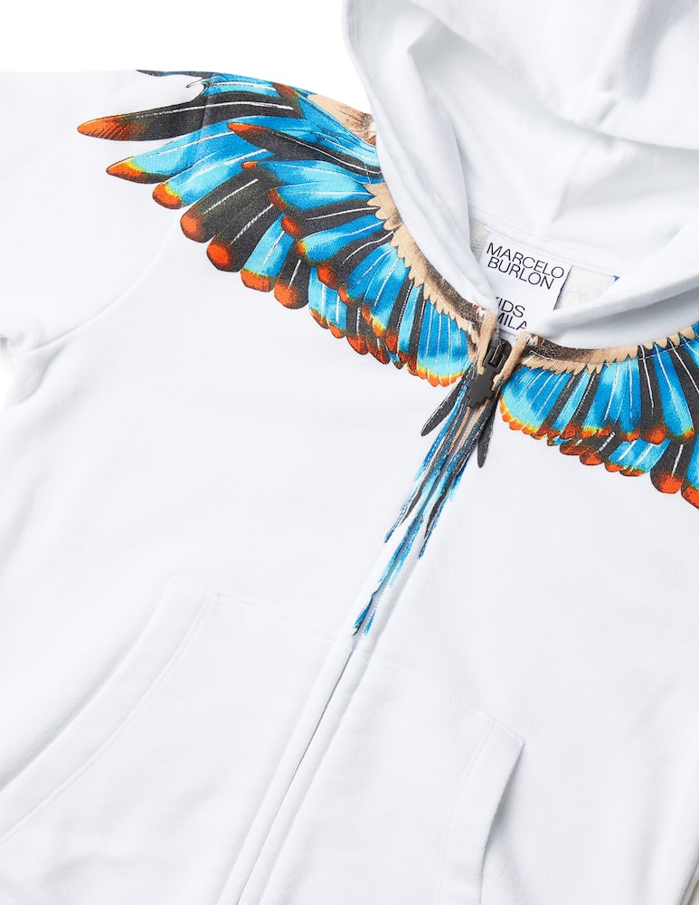 rinascente Marcelo Burlon Felpa con cappuccio e zip grizzly wings