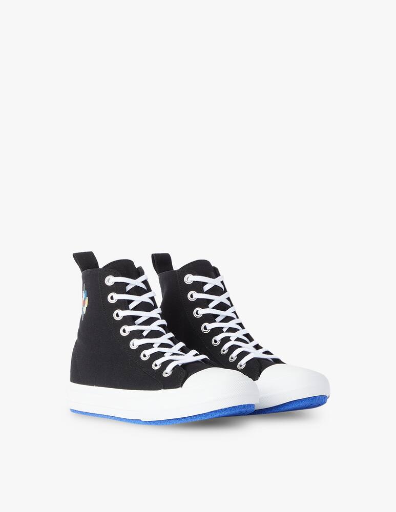 rinascente Marcelo Burlon Hi top canvas embroidered sneakers - black