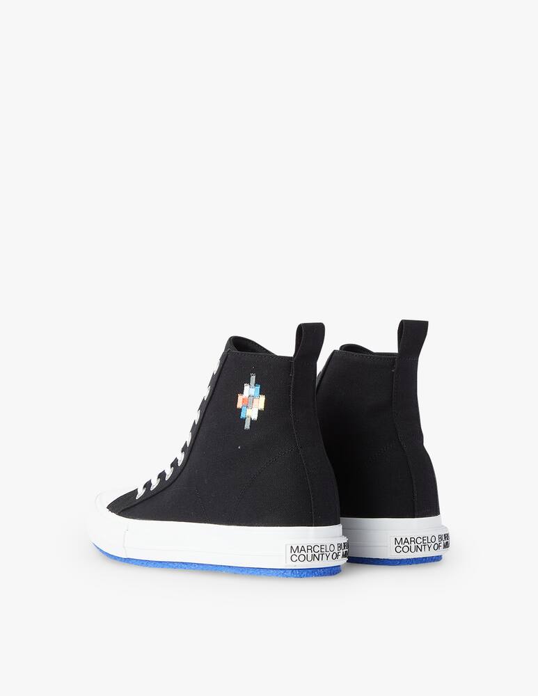 rinascente Marcelo Burlon Hi top canvas embroidered sneakers - black