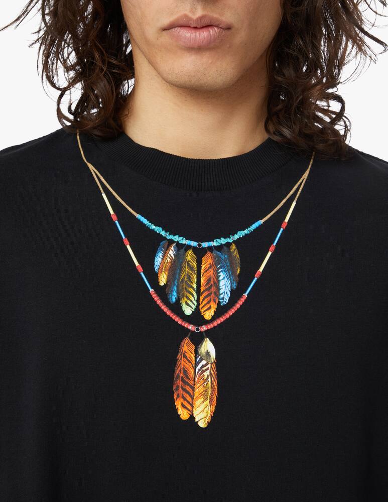 rinascente Marcelo Burlon Maglietta over feathers necklace - nero