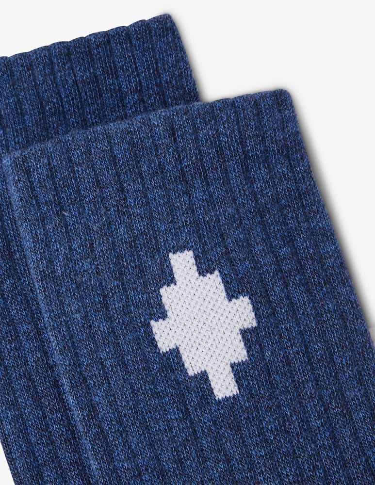rinascente Marcelo Burlon Cross jaspe short socks - Blue