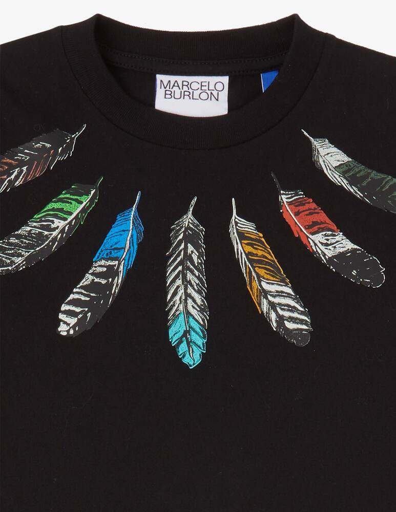 rinascente Marcelo Burlon T-shirt in cotone collar feathers - Nero