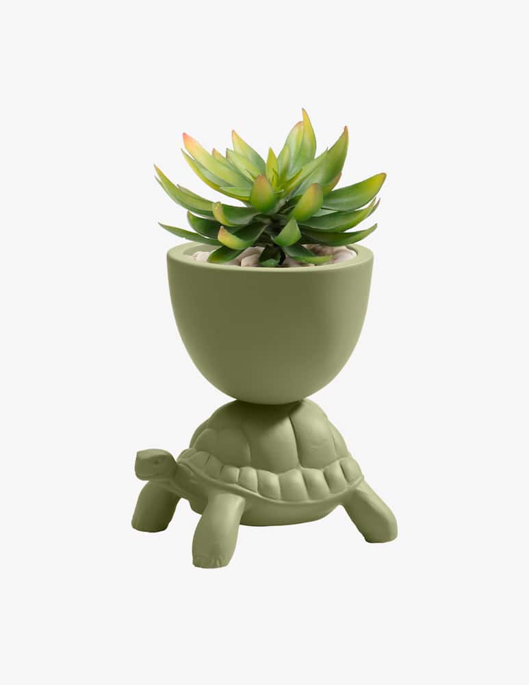 rinascente Qeeboo Turtle Carry XS Planter Olive Green