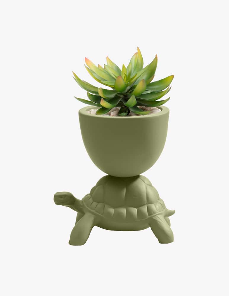 rinascente Qeeboo Turtle Carry XS Planter Olive Green