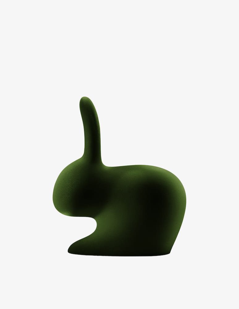 rinascente Qeeboo Rabbit Chair Velvet XS Emerald Green