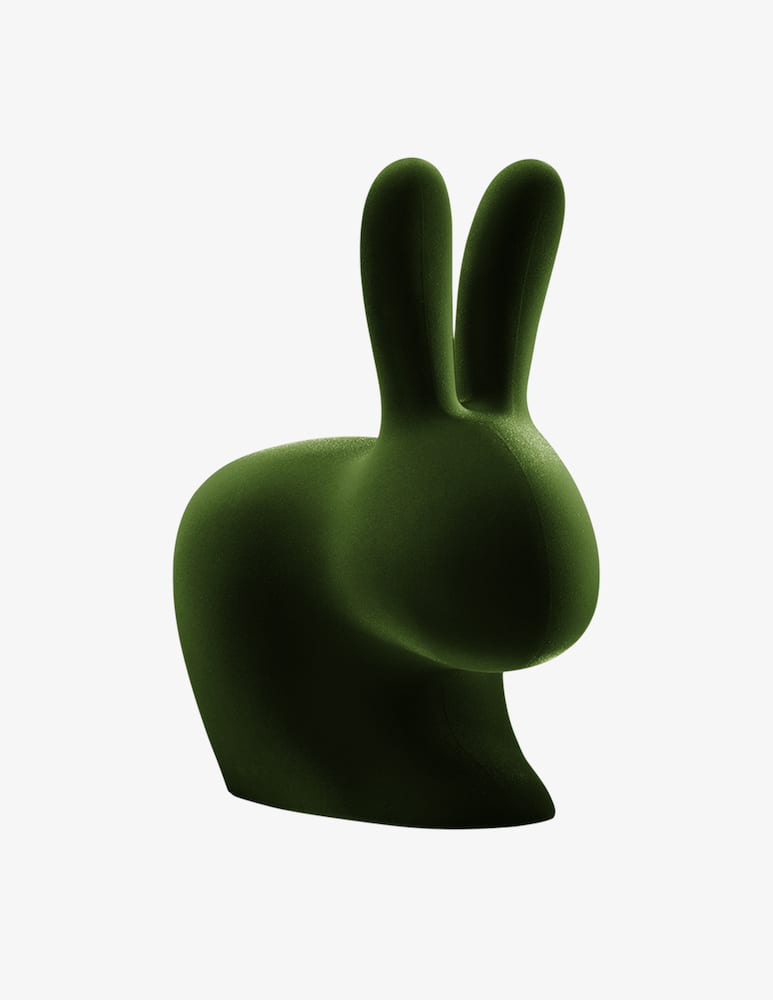 rinascente Qeeboo Rabbit Chair Velvet XS Emerald Green
