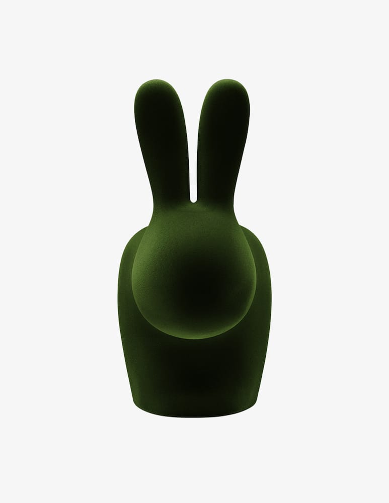 rinascente Qeeboo Rabbit Chair Velvet XS Emerald Green