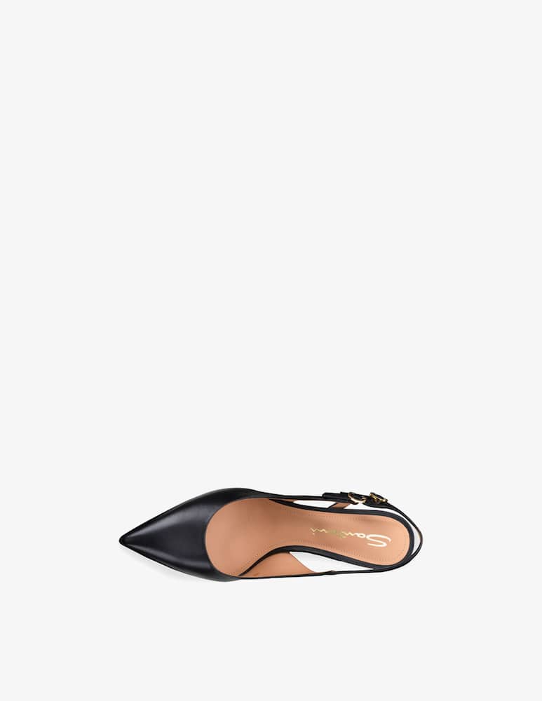 rinascente Santoni Black leather high-heel slingback