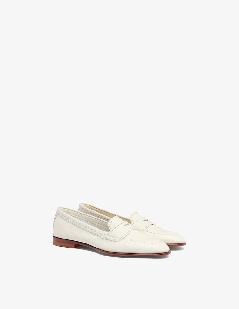 Santoni Mocassino penny in pelle martellata bianca - immagine 4 Santoni Mocassino penny in pelle martellata bianca - immagine 4