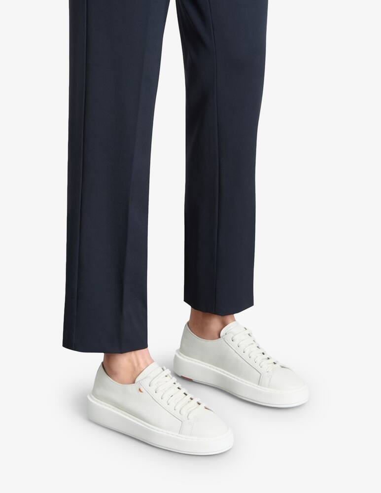 rinascente Santoni White tumbled leather sneaker