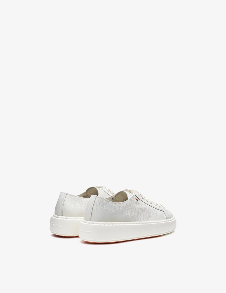rinascente Santoni White tumbled leather sneaker