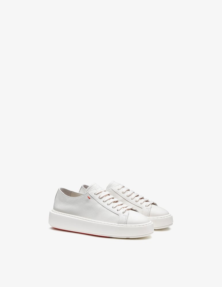 rinascente Santoni White tumbled leather sneaker