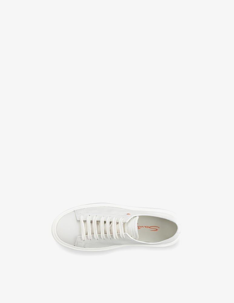 rinascente Santoni White tumbled leather sneaker