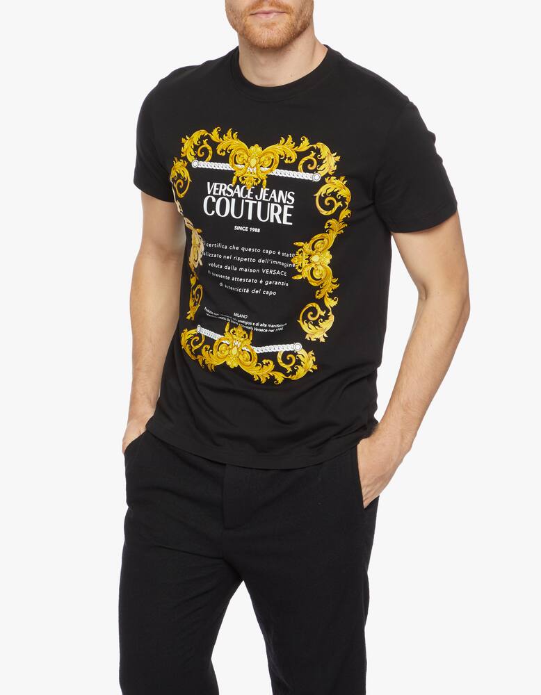 rinascente Versace Jeans Couture Roundneck label baroque logo t-shirt