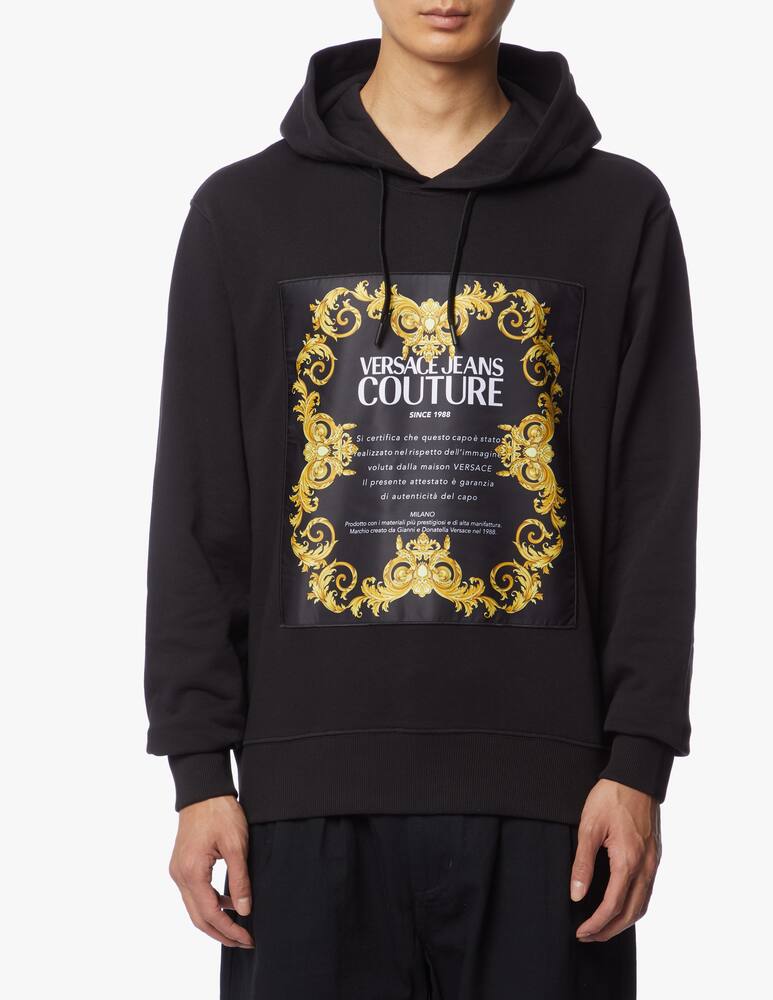 rinascente Versace Jeans Couture Felpa con cappuccio in cotone label barocco
