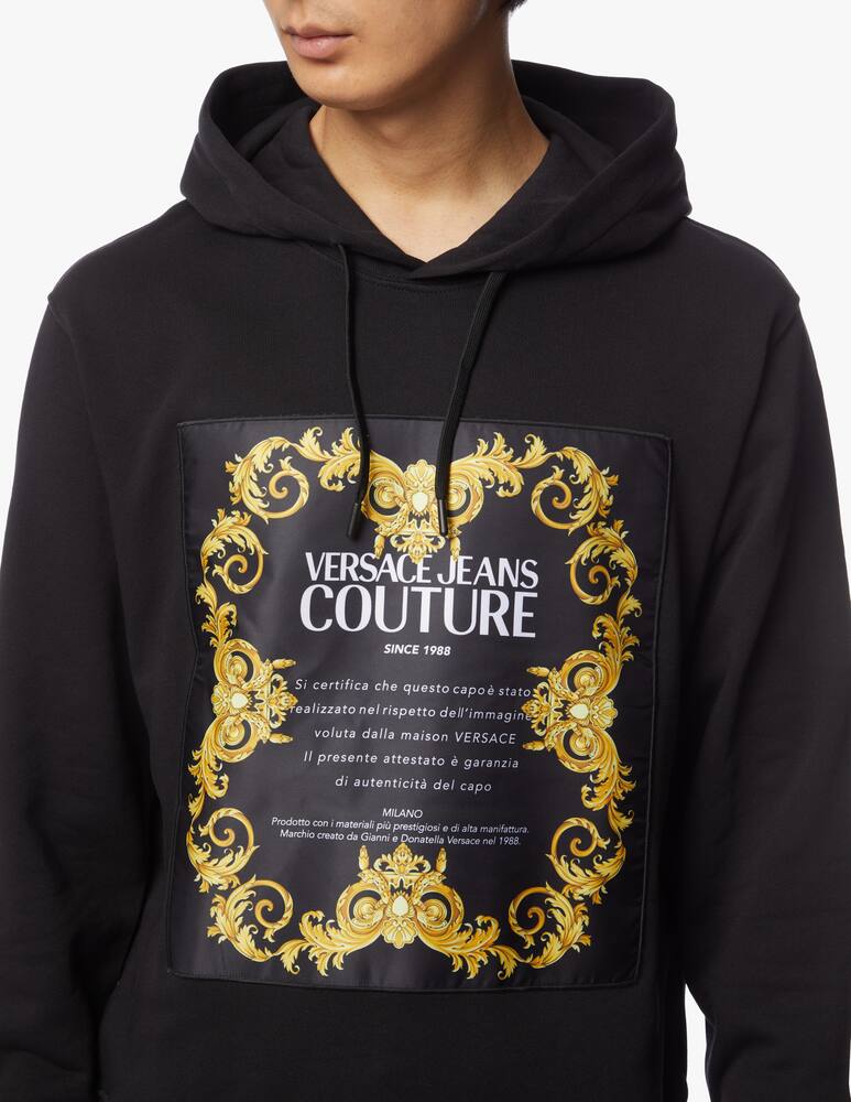 rinascente Versace Jeans Couture Felpa con cappuccio in cotone label barocco