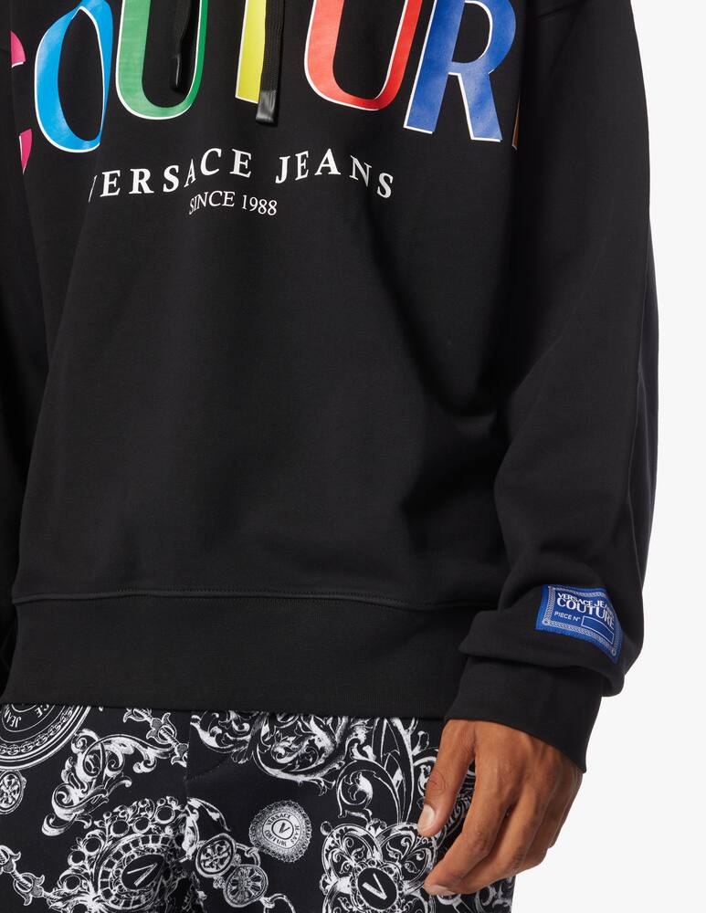 rinascente Versace Jeans Couture Felpa con cappuccio rainbow logo over