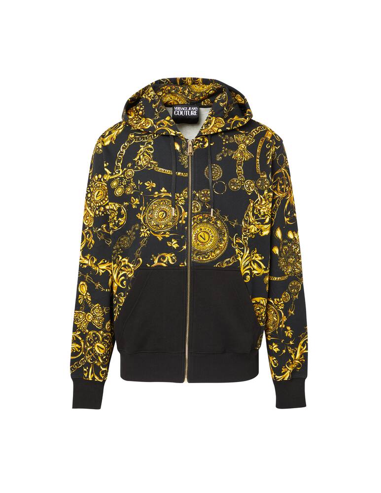 rinascente Versace Jeans Couture Felpa con cappuccio full zip gold barocco