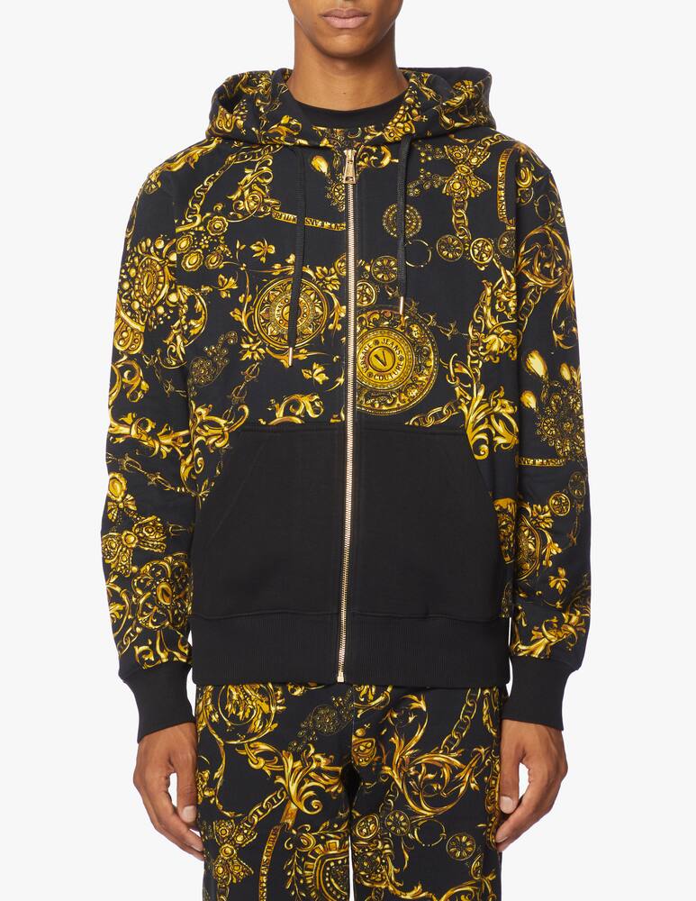 rinascente Versace Jeans Couture Felpa con cappuccio full zip gold barocco