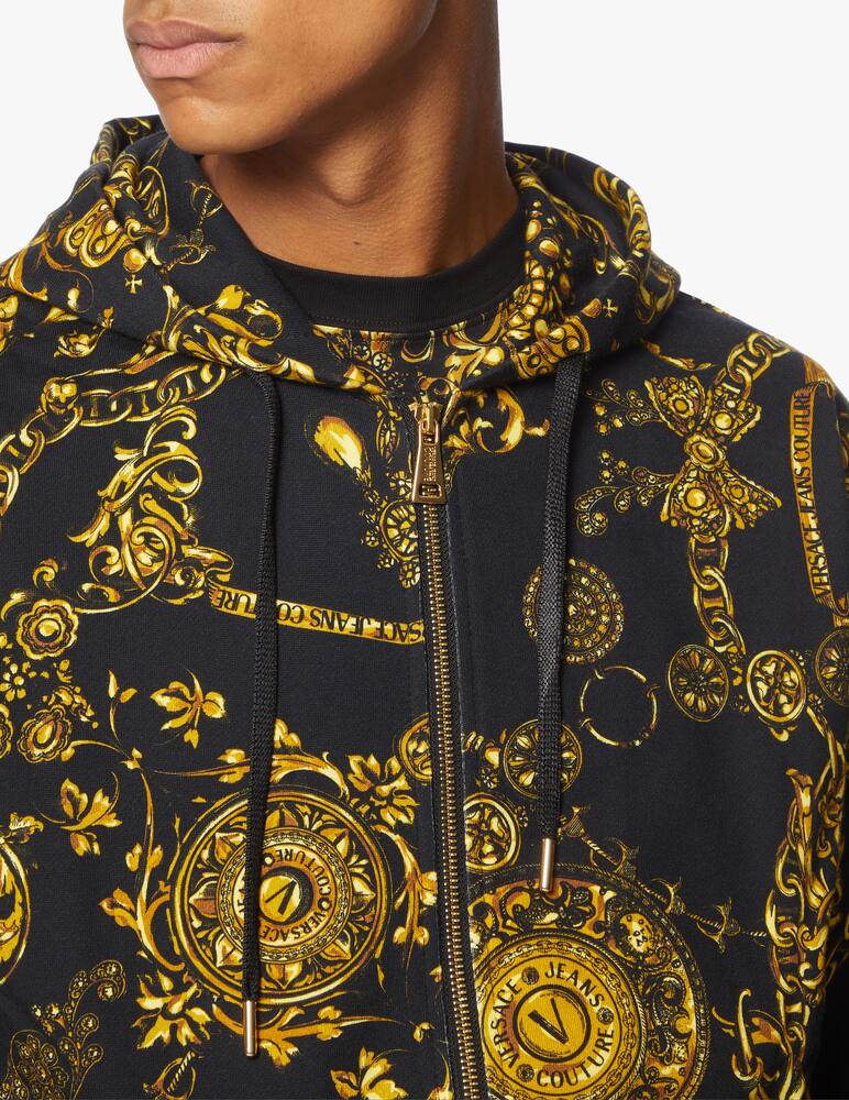 rinascente Versace Jeans Couture Felpa con cappuccio full zip gold barocco
