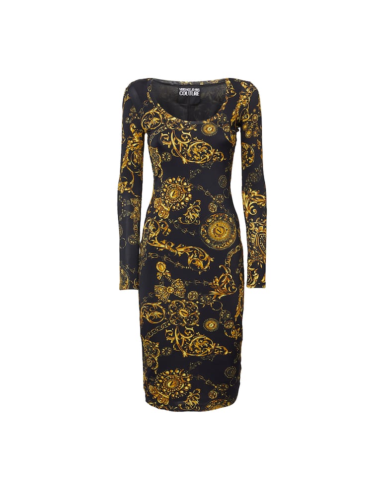 Versace Jeans Couture Vestito midi a manica lunga con stampa barocco - immagine 1 Versace Jeans Couture Vestito midi a manica lunga con stampa barocco - immagine 1