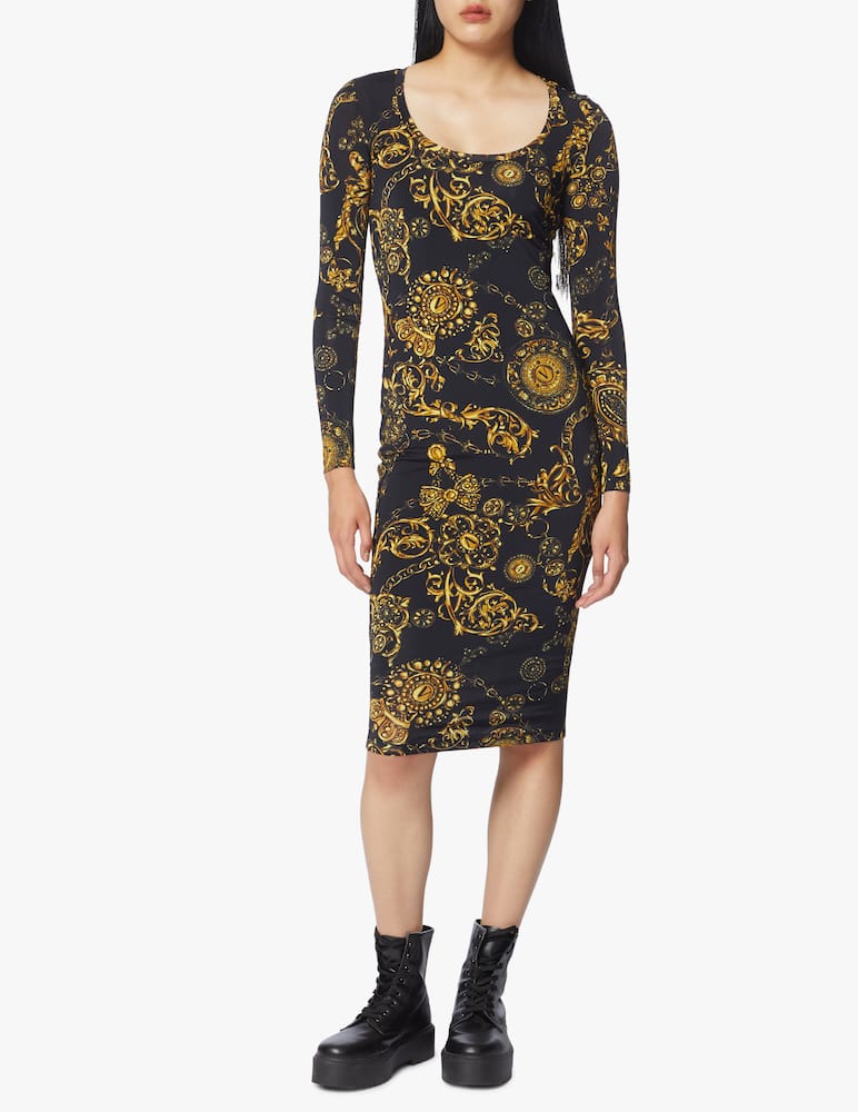 Versace Jeans Couture Vestito midi a manica lunga con stampa barocco - immagine 2 Versace Jeans Couture Vestito midi a manica lunga con stampa barocco - immagine 2