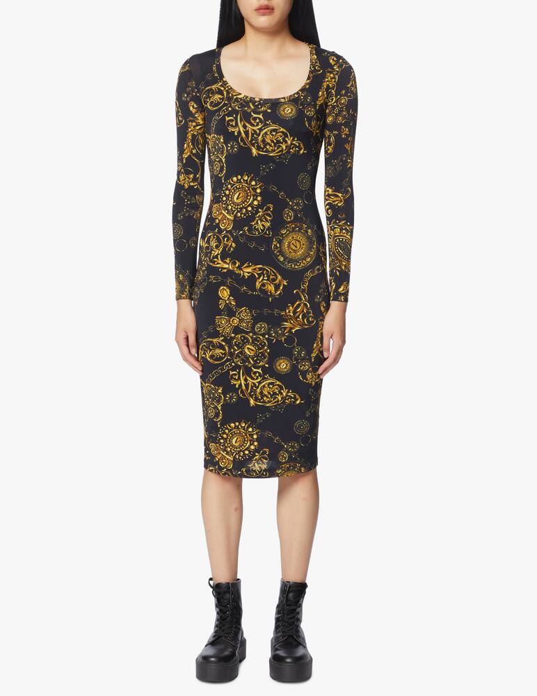 rinascente Versace Jeans Couture Long sleeved midi dress with baroque print