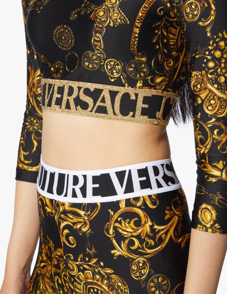 rinascente Versace Jeans Couture Maglietta crop a manica lunga con stampa barocco