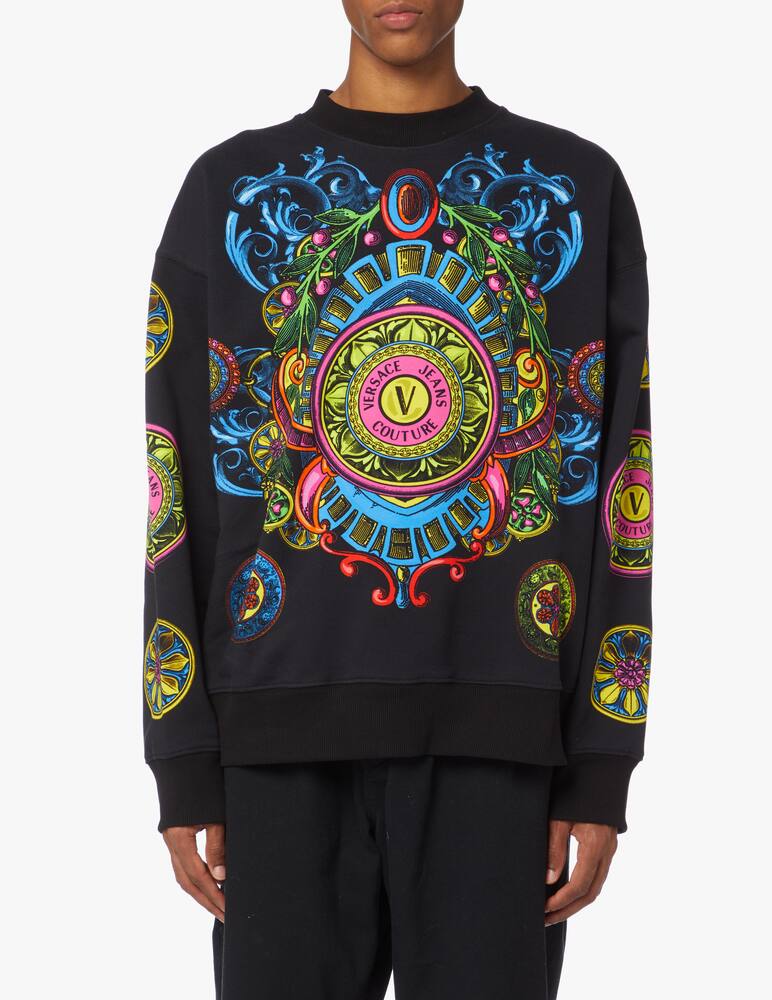 rinascente Versace Jeans Couture Over panel bijoux print hoodie