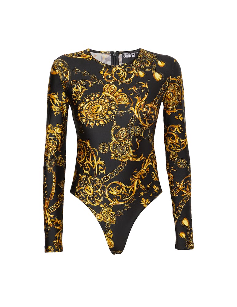 rinascente Versace Jeans Couture Body a manica lunga con stampa barocco