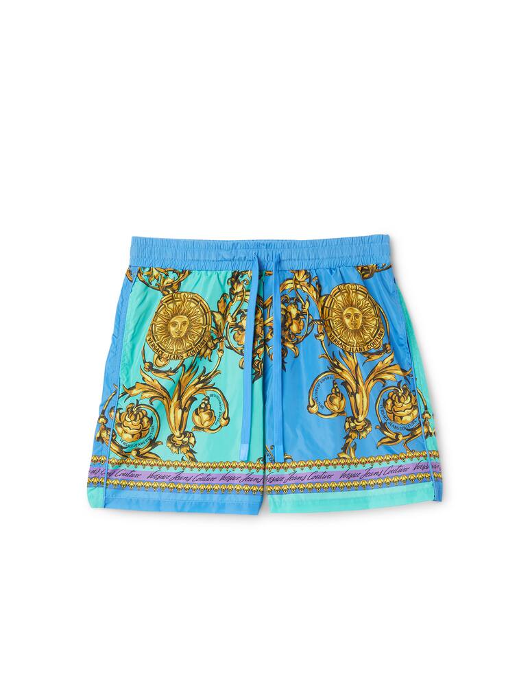 rinascente Versace Jeans Couture Print placed garland shorts - blue