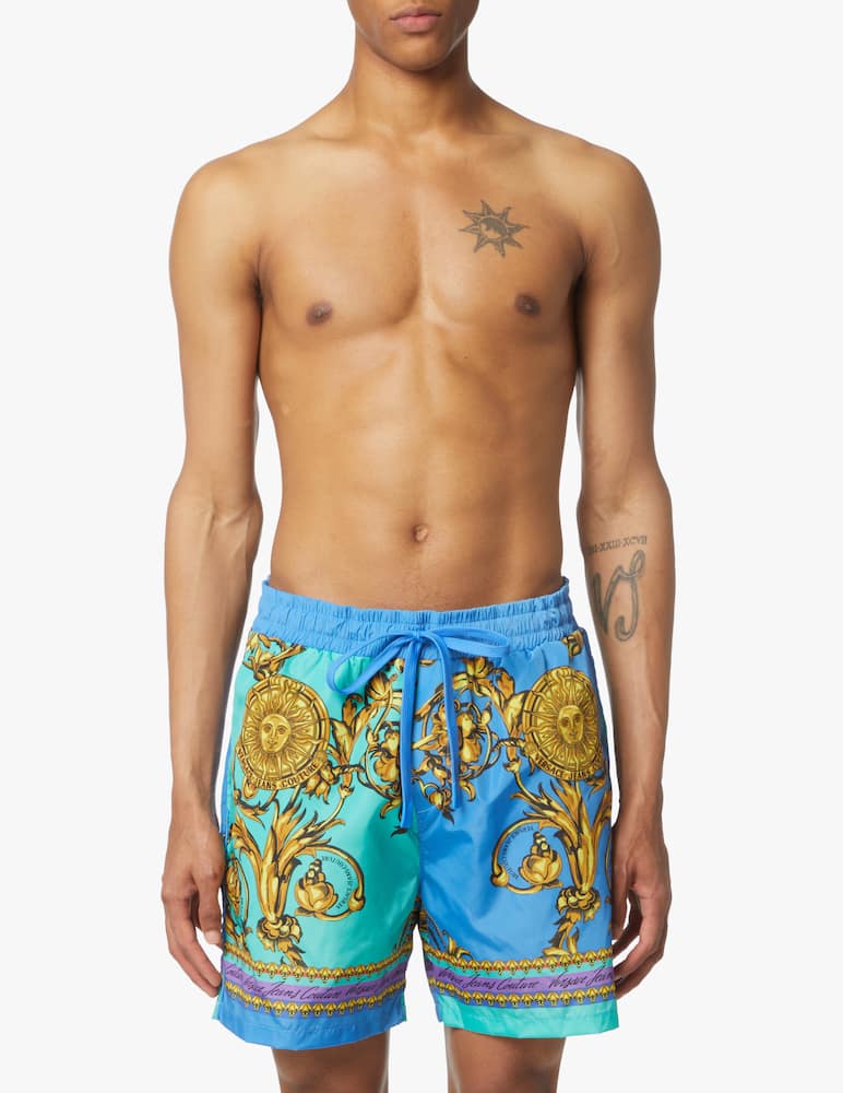 Versace Jeans Couture Bermuda stampa placed garland - blu - immagine 1