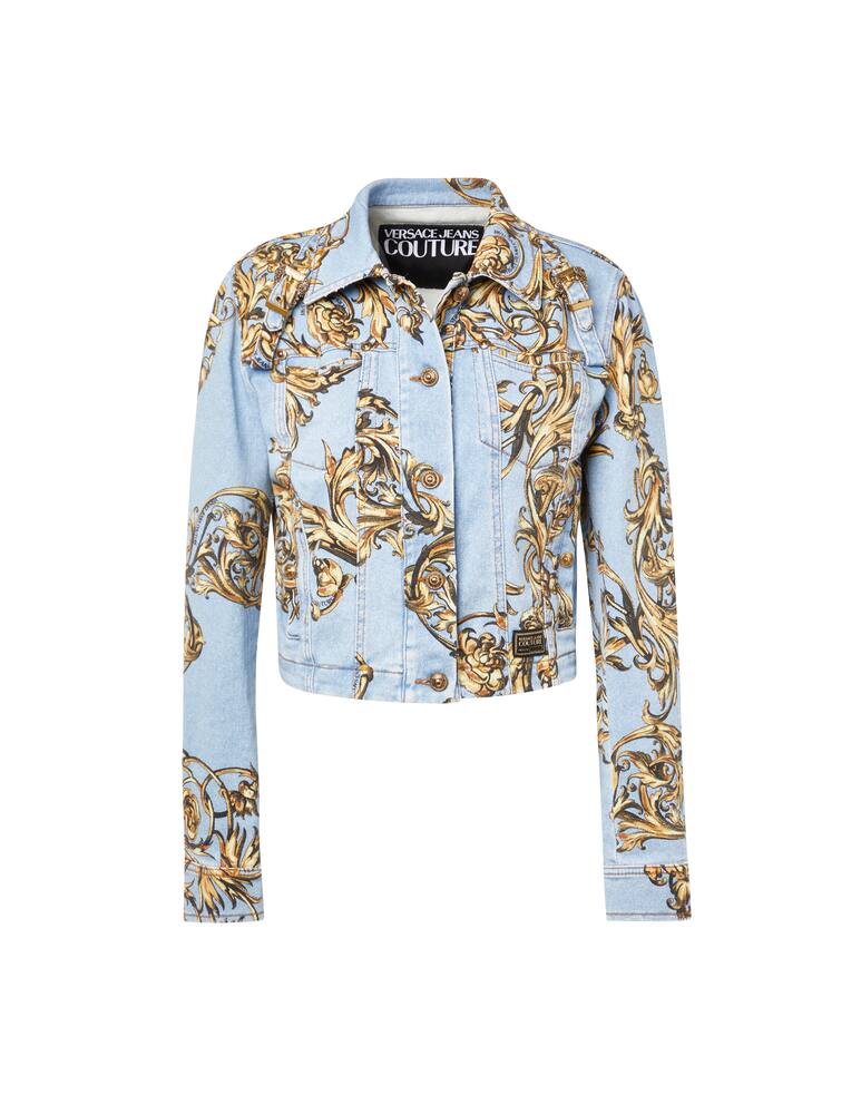 rinascente Versace Jeans Couture Denim crop jacket barocco - light blue