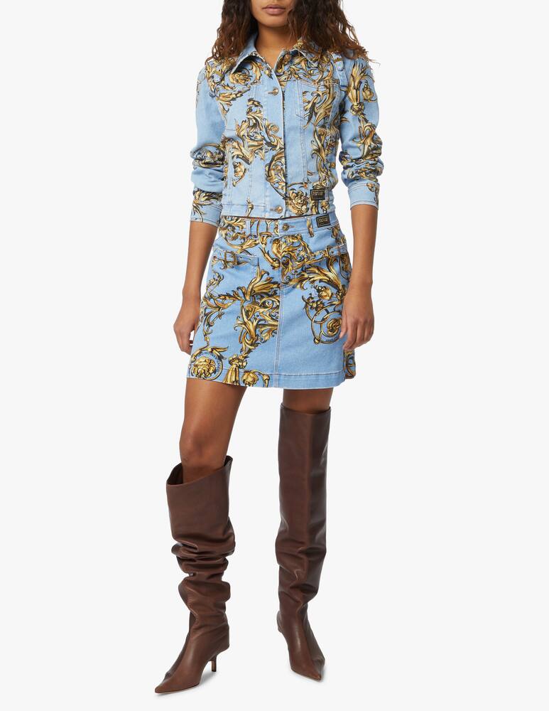 rinascente Versace Jeans Couture Denim crop jacket barocco - light blue