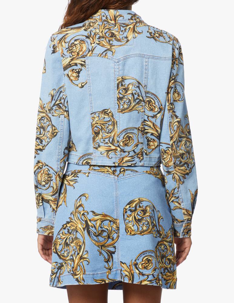 rinascente Versace Jeans Couture Denim crop jacket barocco - light blue
